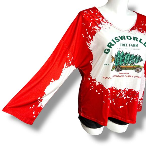 Grisworlds Womens Christmas Shirt Top Tree Farm Festive Holiday Classic 1X - Picture 7 of 9